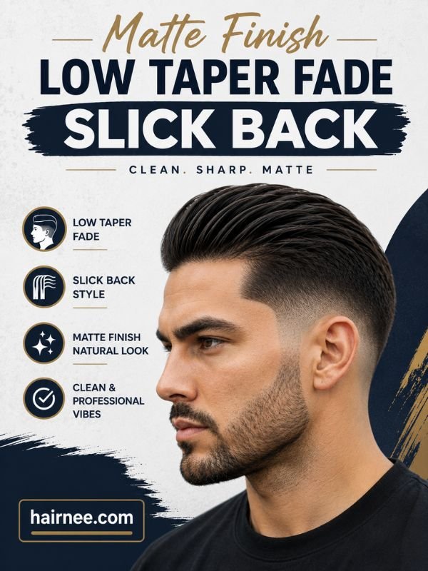 Matte Finish Low Taper Fade Slick Back