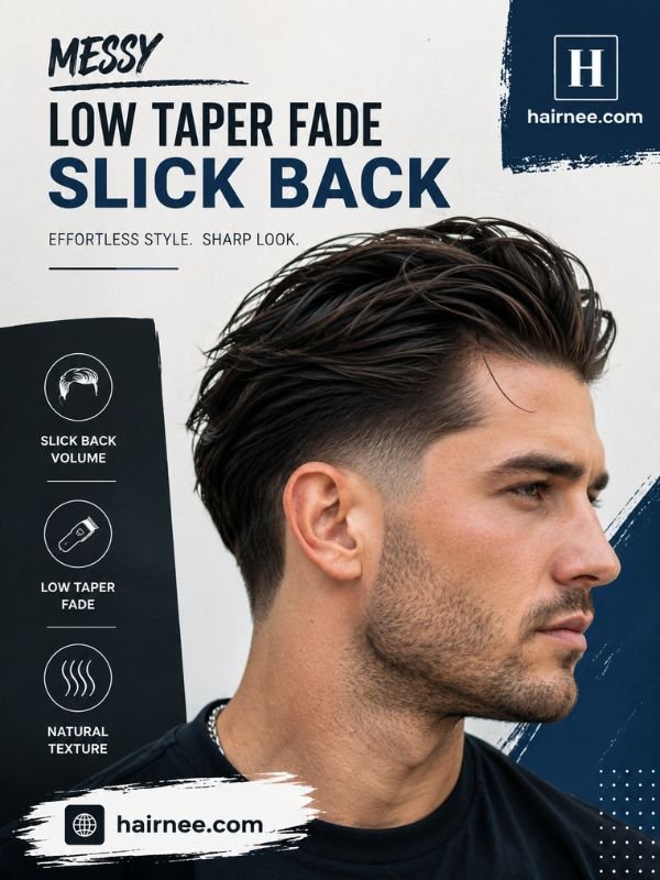 Messy Low Taper Fade Slick Back