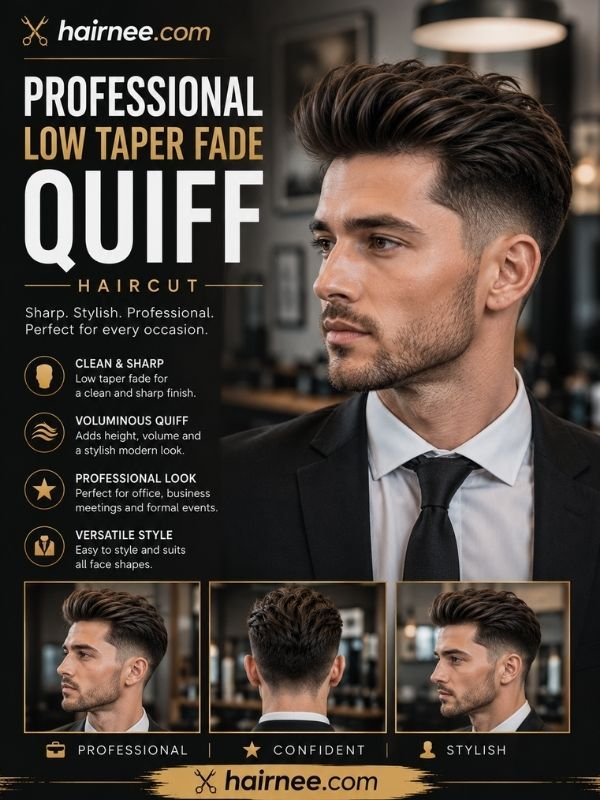 Professional Low Taper Fade Quiff Haircut