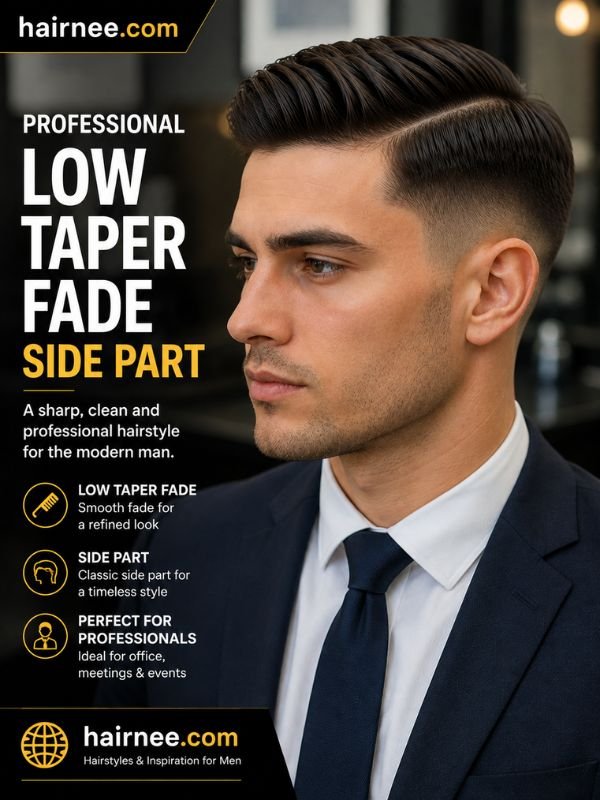 Professional Low Taper Fade Side Part
