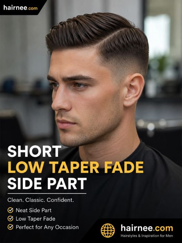 Short Low Taper Fade Side Part