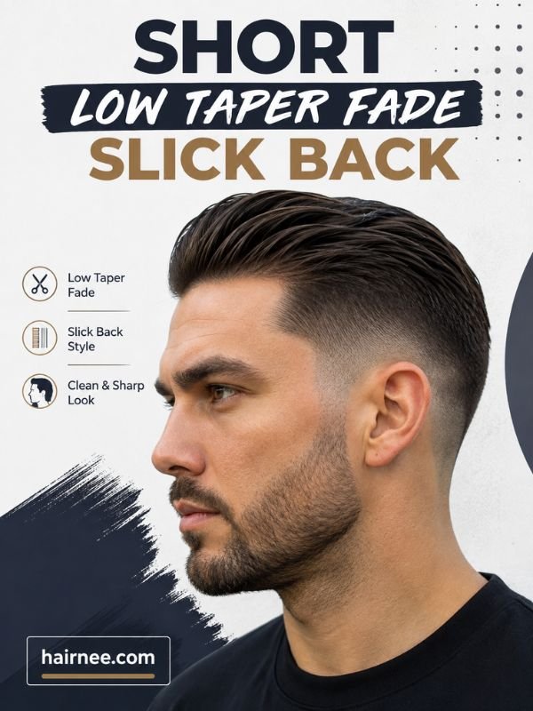 Short Low Taper Fade Slick Back
