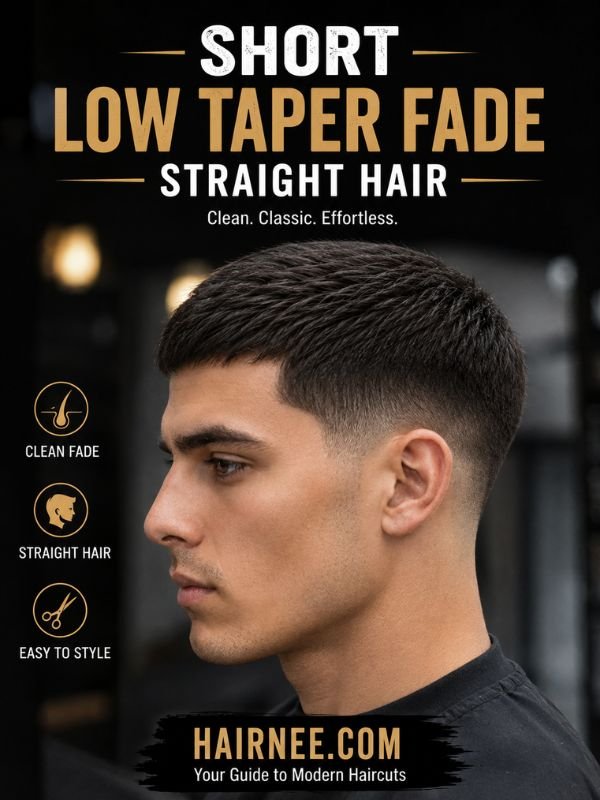 Short Low Taper Fade Straight Hair