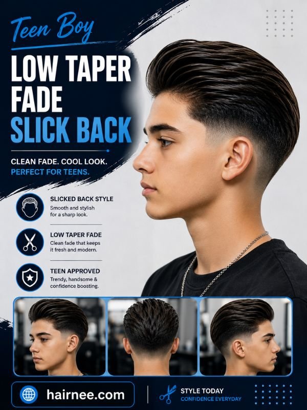 Teen Boy Low Taper Fade Slick Back