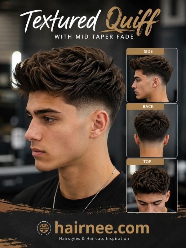 Textured Quiff with Mid Taper Fade