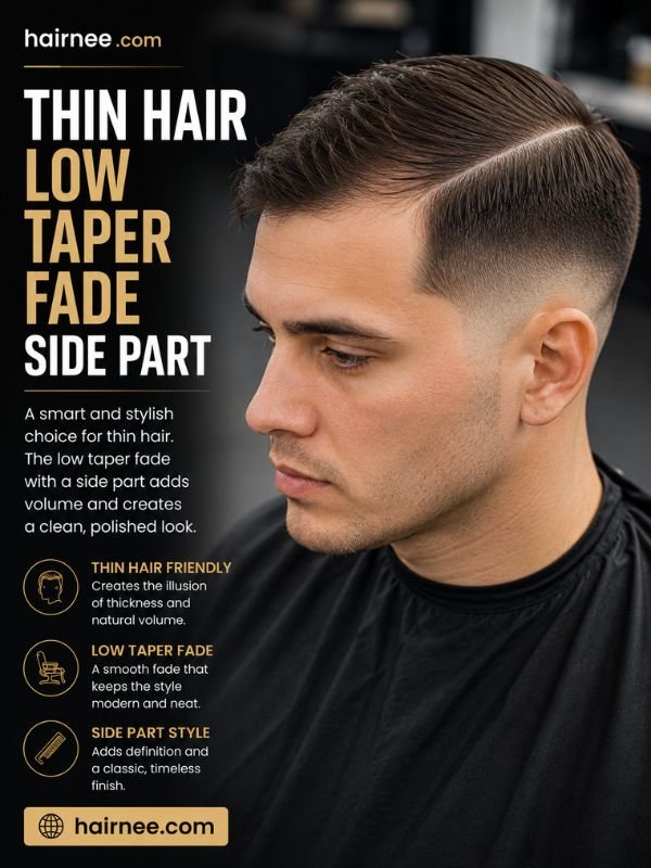 Thin Hair Low Taper Fade Side Part