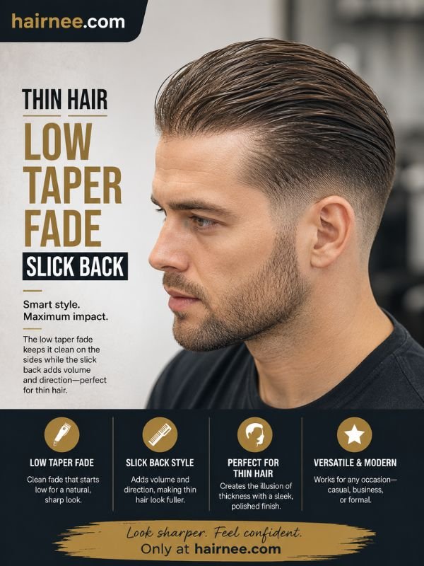 Thin Hair Low Taper Fade Slick Back