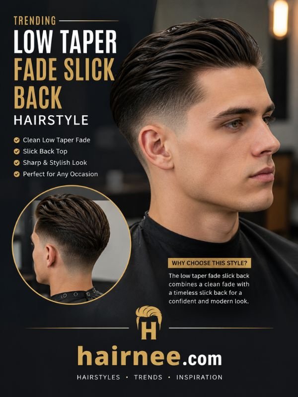 Trending Low Taper Fade Slick Back Hairstyle