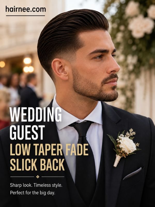Wedding Guest Low Taper Fade Slick Back