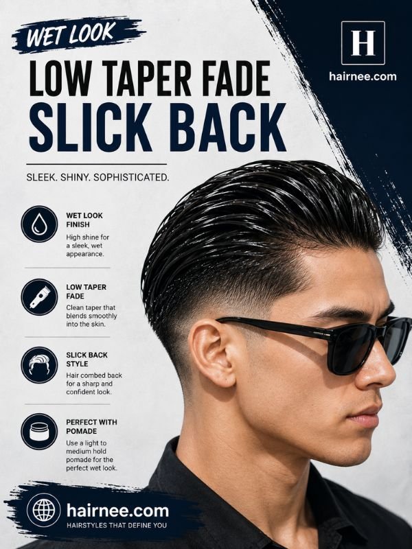 Wet Look Low Taper Fade Slick Back