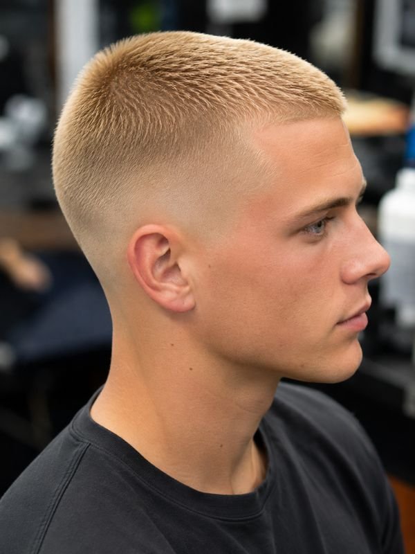 Blonde Low Taper Fade Buzz Cut