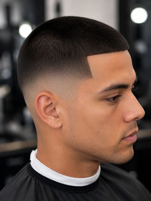 Buzz Cut with Sharp Edge Up