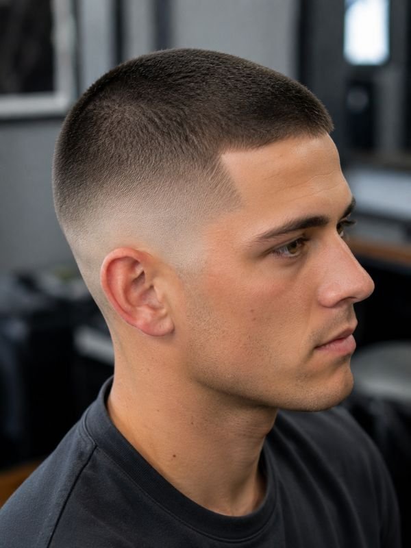 Buzz Cut with Temple Fade