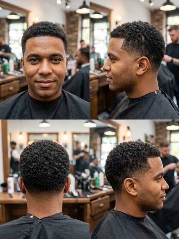 Curly Buzz Cut with Low Taper