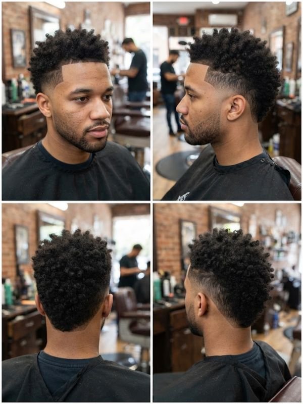 Curly Taper Fade Mohawk