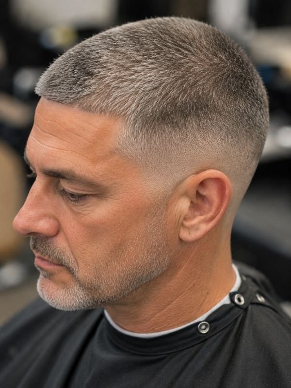 Gray Low Taper Fade Buzz Cut