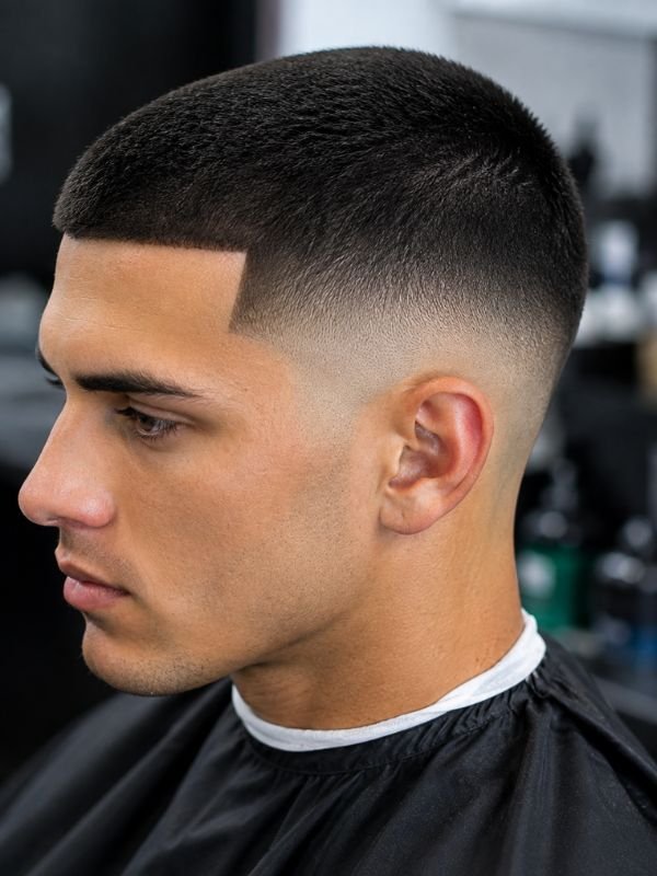 High Contrast Low Taper Fade Buzz Cut