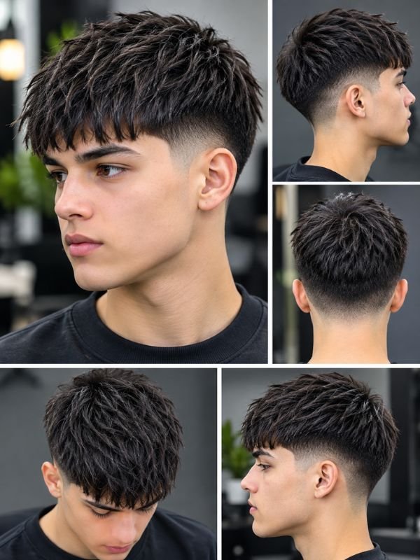Long Textured Crop with Low Taper Fade