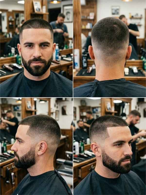 Low Taper Buzz Cut with Beard
