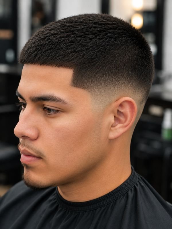 Low Taper Fade Buzz Cut for Hispanic Men