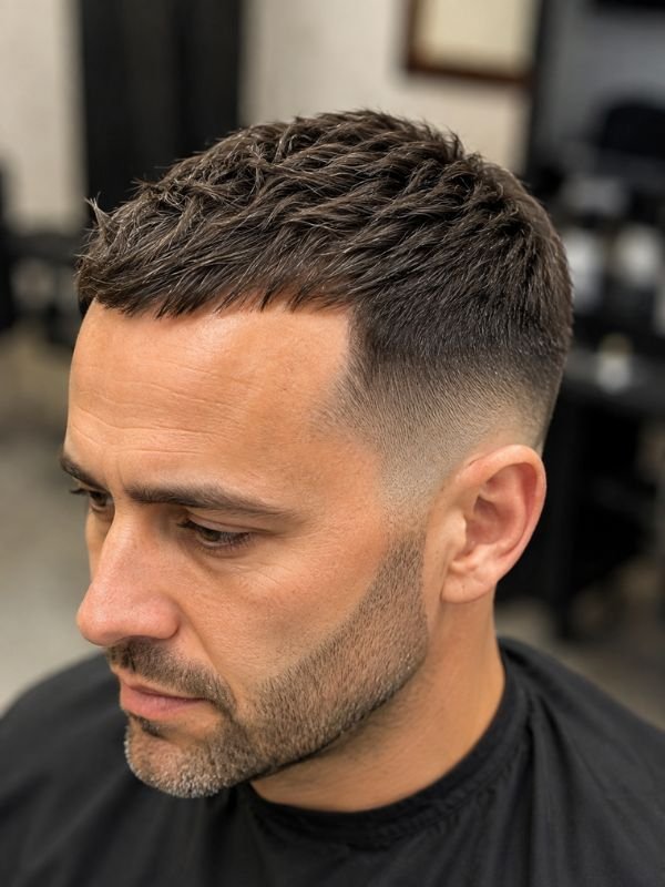 Low Taper Fade French Crop for Receding Hairline