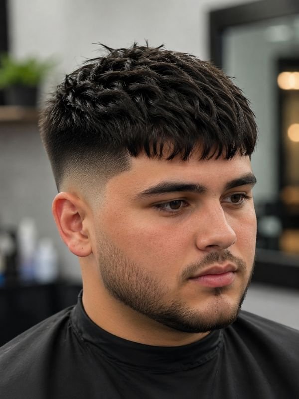 Low Taper Fade French Crop for Round Face