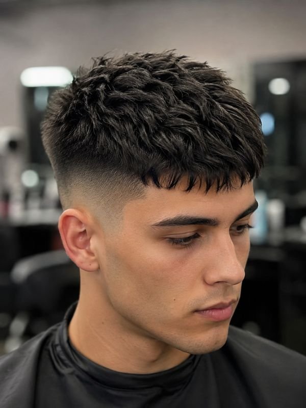 Low Taper Fade French Crop for Thick Hair