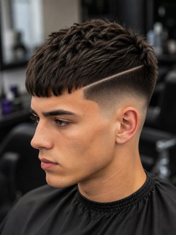 Low Taper Fade French Crop with Hard Part