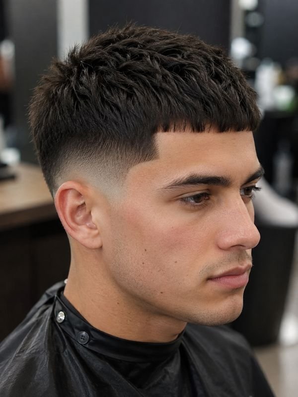 Low Taper Fade French Crop with Line Up