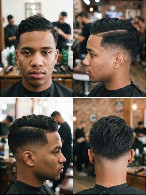Low Taper Fade + Hard Part