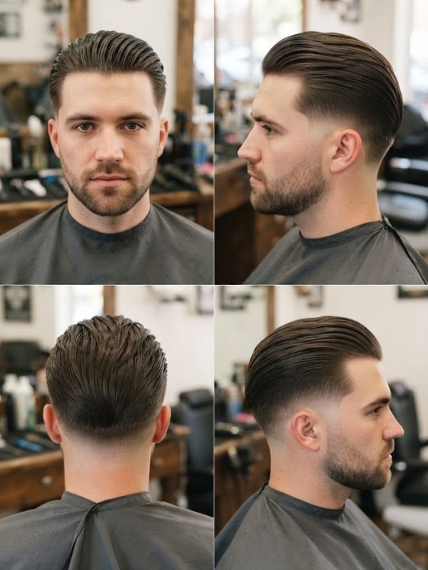 Low Taper Fade + Slick Back