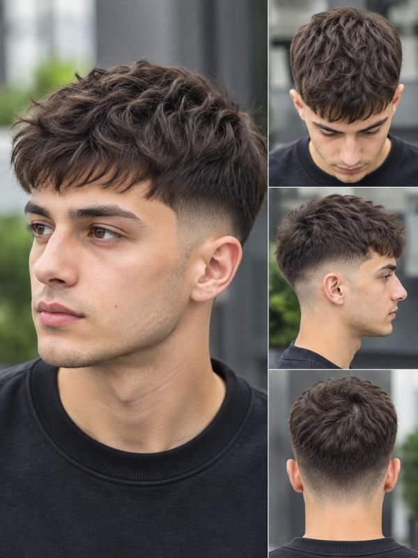 Low Taper Fade Textured Crop Haircut Wavy