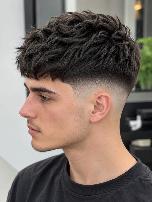 Low Taper Fade Textured Crop Mid Fade Contrast