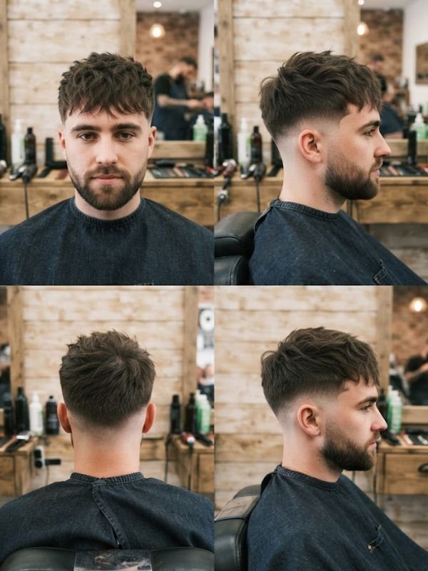 Low Taper Fade + Textured Crop / Fringe
