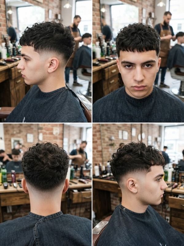 Short Textured French Crop for Curly Hair