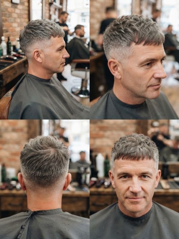 Short Textured French Crop for Gray/Salt-and-Pepper Hair