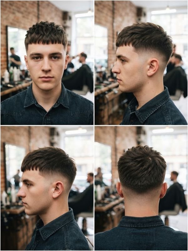 Short Textured French Crop for Heart-Shaped Faces