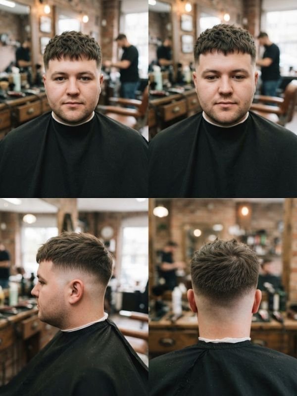 Short Textured French Crop for Round Faces