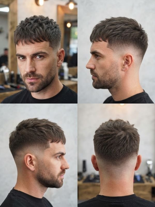 Short Textured French Crop for a Receding Hairline