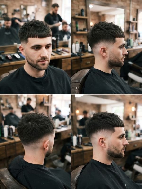 Short Textured French Crop with Blunt Fringe