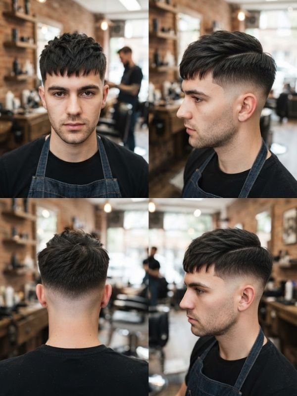 Short Textured French Crop with Comb-Over