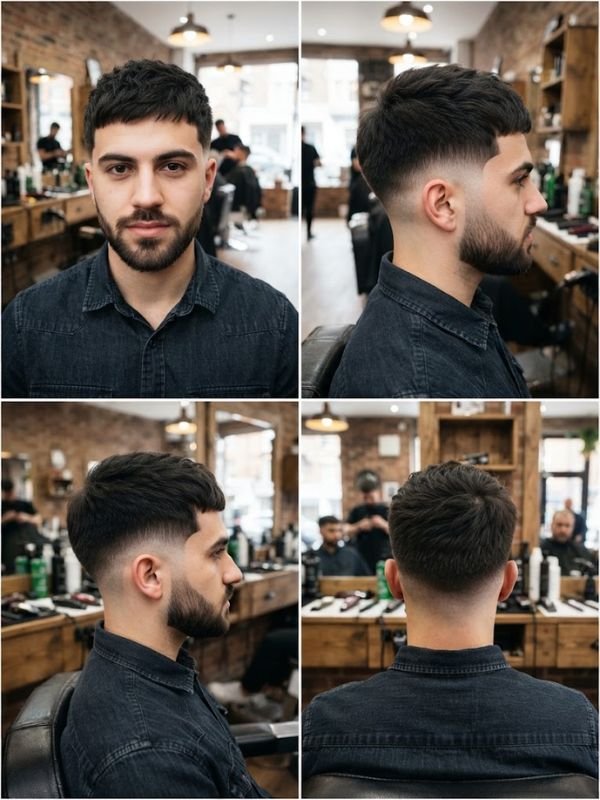 Short Textured French Crop with Drop Fade