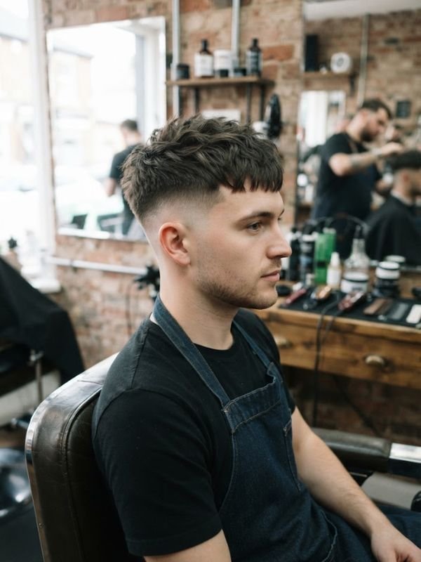 Short Textured French Crop with High Fade