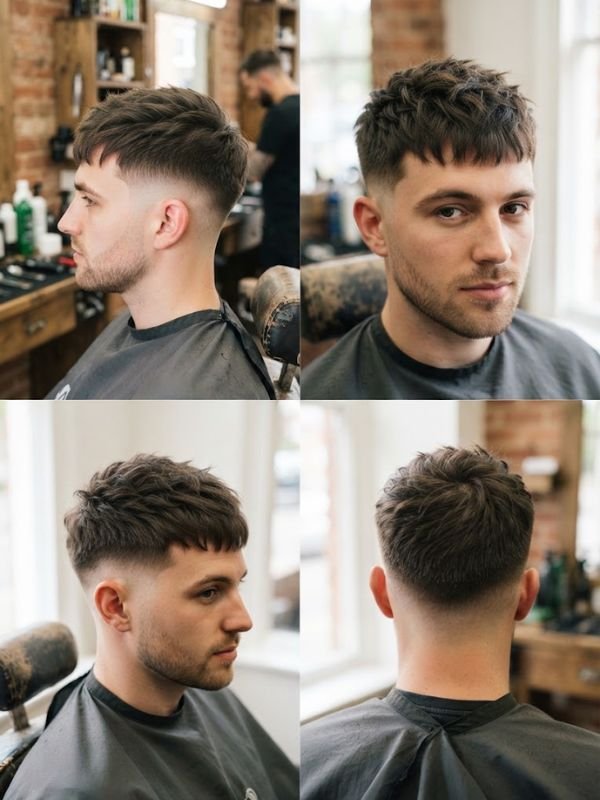 Short Textured French Crop with Low Fade