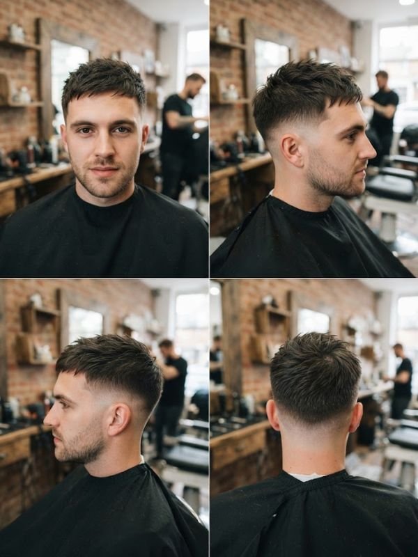 Short Textured French Crop with Mid Fade