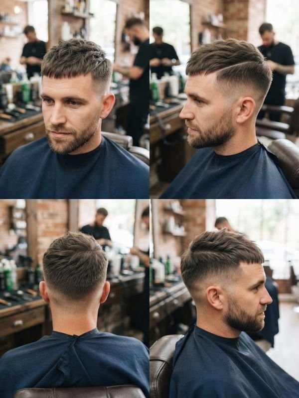 Short Textured French Crop with Side Part