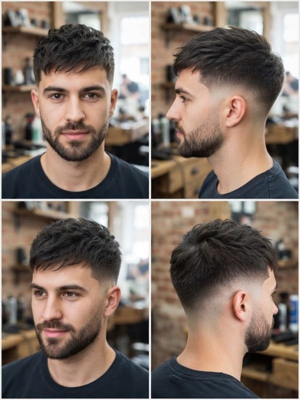 Short Textured French Crop with Taper Fade
