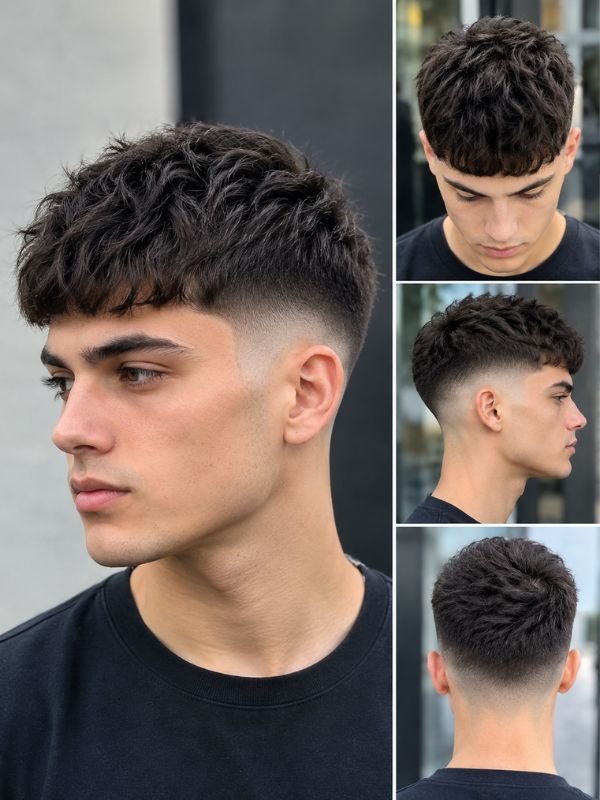Textured Fringe Low Taper Fade