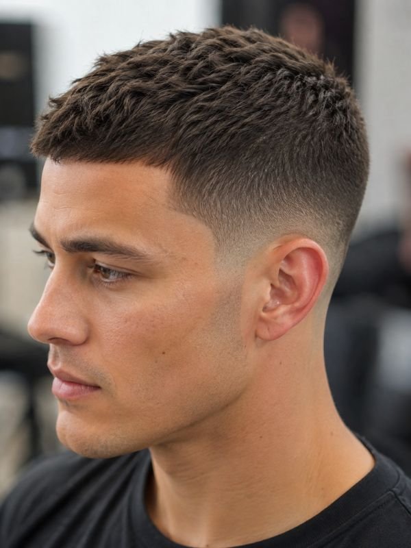 Textured Low Taper Fade Buzz Cut