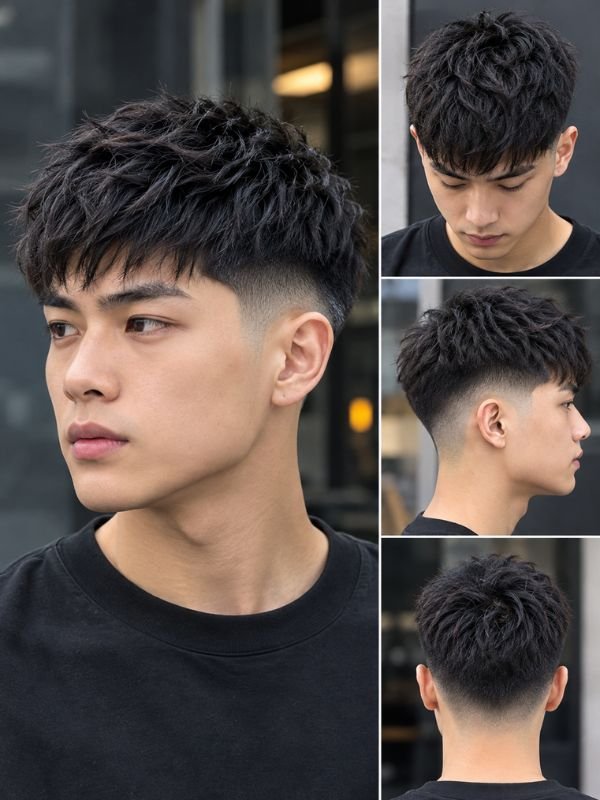 Thick Hair Textured Crop with Low Taper Fade